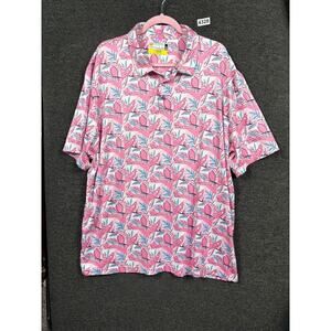 Nicklaus Polo Shirt Mens 2XL Flamingo Print Eco Choice Recycled Golf Polyester
